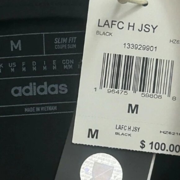 Adidas LAFC 2024/25 Home Jersey Black Mens Size Medium Slim Fit HZ6218 - Picture 5 of 8